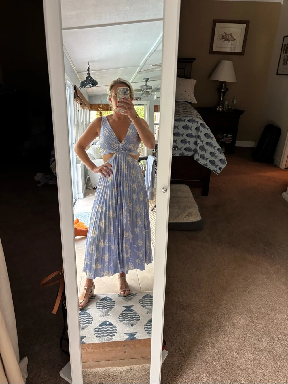Abercrombie Light Blue Floral Cutout Maxi Dress